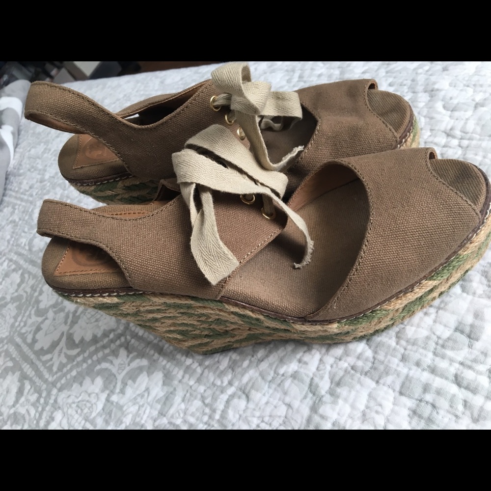 Tory Burch canvas wedges lace up